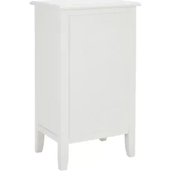 White Wood Side Table with Baskets