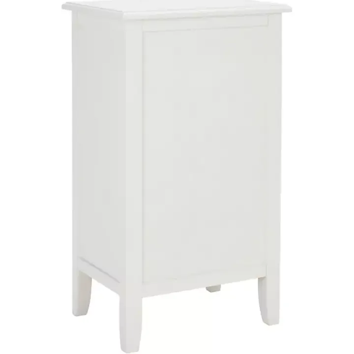 White Wood Side Table with Baskets