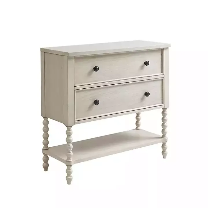 White Wood Turned Legs 2-Drawer Chest