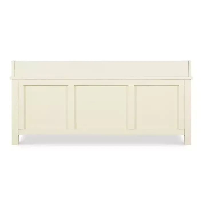 White Wood Upholstered Storage Bench