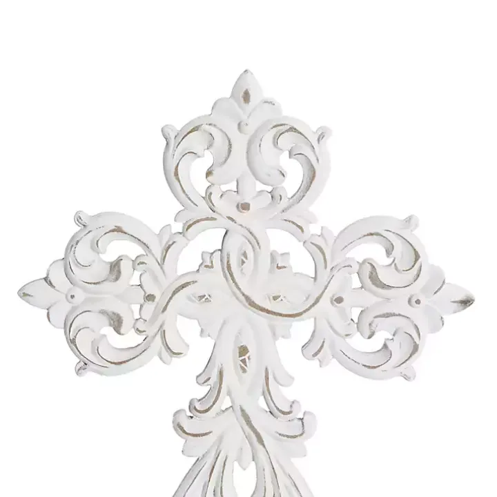 White Wood Wall Cross Wall Plaques, Set of 3