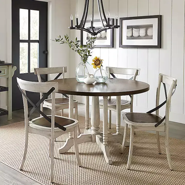 White X-Back Wooden Dining Chairs, Set of 2