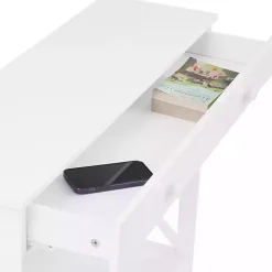 White X-Frame 2-Shelf Console Table