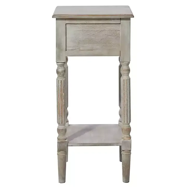 Whitewash Distressed Wood Accent Table