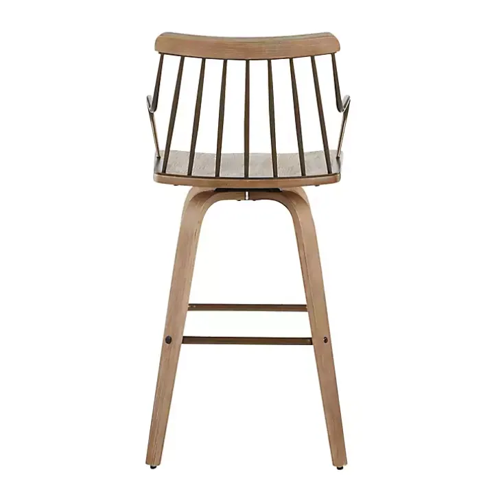 Whitewash Poplar Wood Swivel Counter Stool
