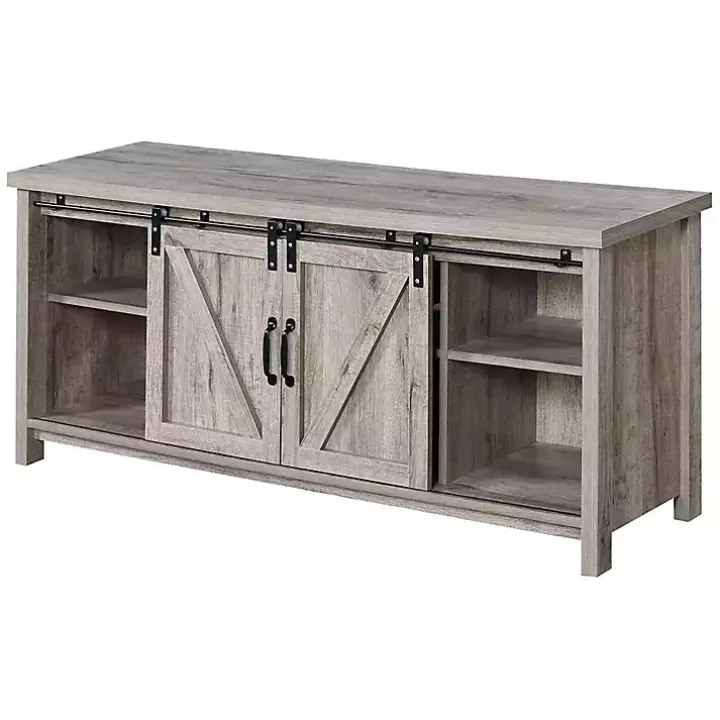 Whitewash Russ Barn Door Media Cabinet