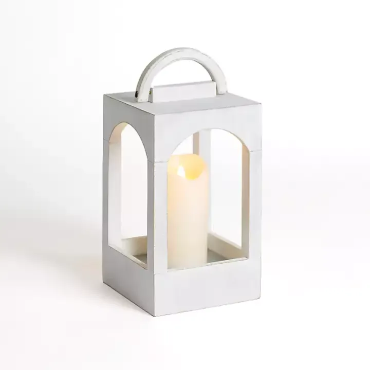 Whitewashed Arched Wood Lantern, 12 in.