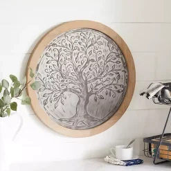Whitewashed Bronze Tree Framed Wall Plaque