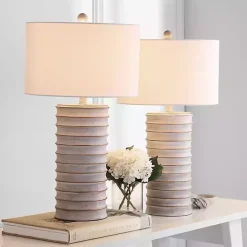 Whitewashed Gray Ridges Table Lamps, Set of 2