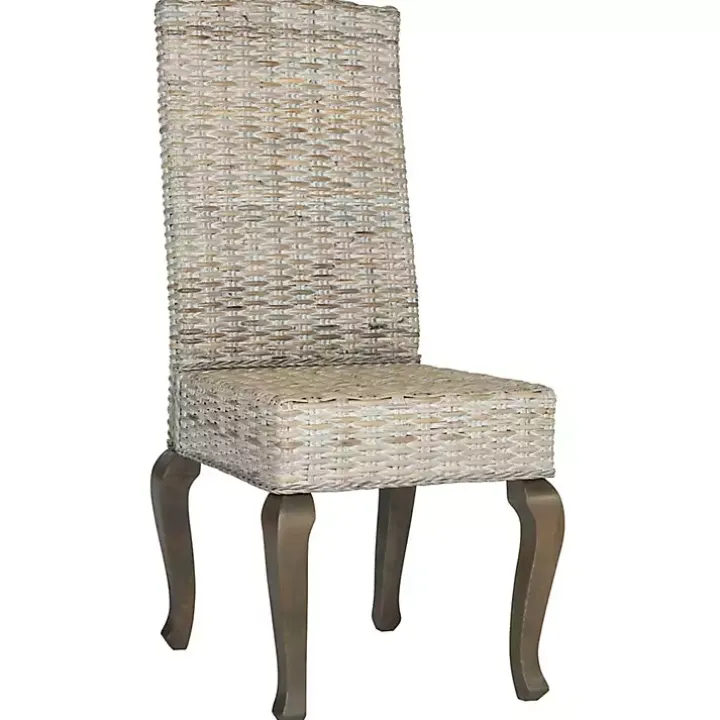 Whitewashed Kubu Rattan Dining Chairs, Set of 2