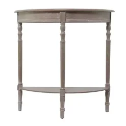Whitewashed Wood Half Moon Console Table