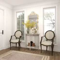 Whitewashed Wood Half Moon Console Table