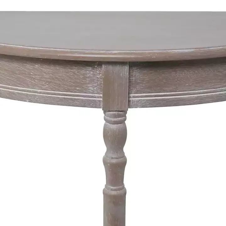 Whitewashed Wood Half Moon Console Table