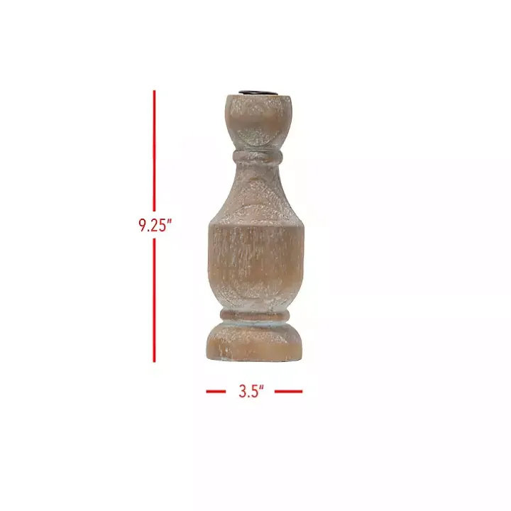 Whitewashed Wood Taper Candle Holder, 9 in.