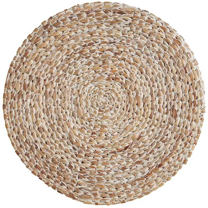Whitewashed Woven Rattan Placemats, Set of 4