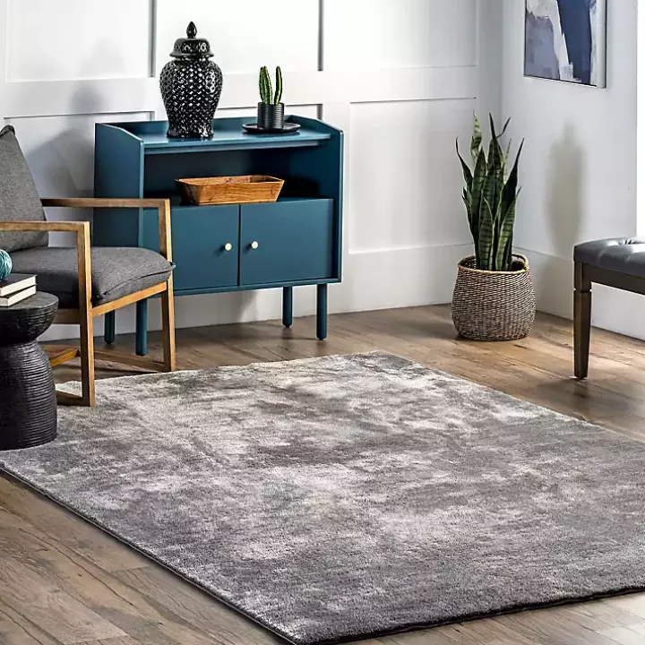 Whitlow Charcoal Shag Washable Area Rug, 8x10