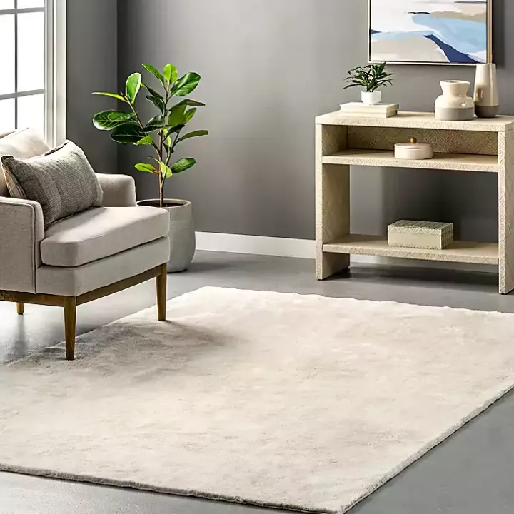 Whitlow Cream Shag Washable Area Rug, 5x8