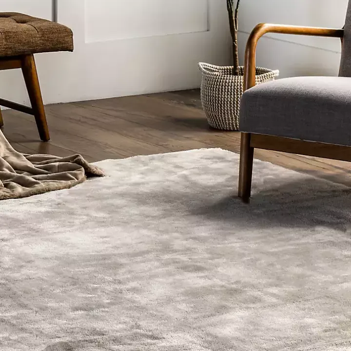 Whitlow Gray Shag Washable Area Rug, 6x9