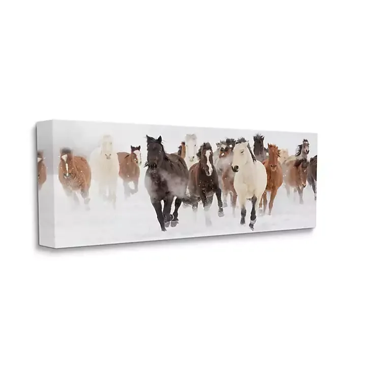 Wild Winter Horses Canvas Art Print, 48x20 in.