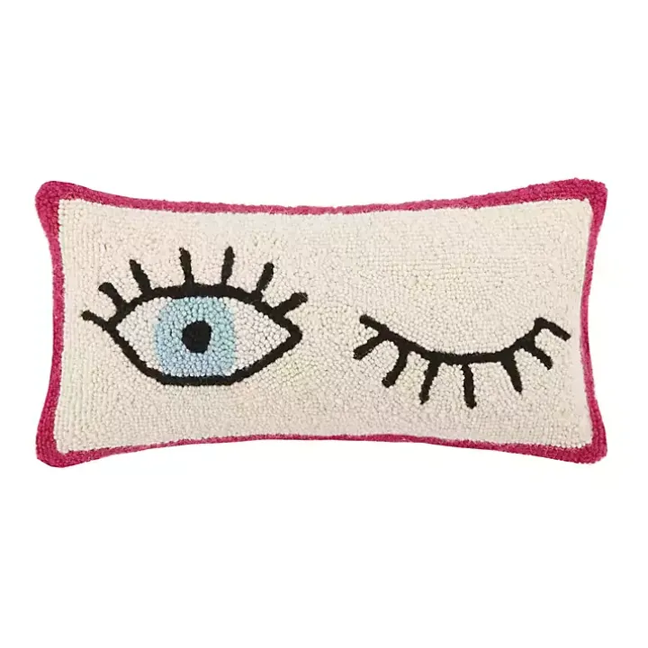 Wink Wink Hooked Lumbar Pillow