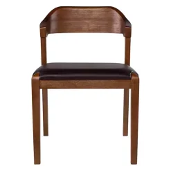 Wood and Faux Leather Dining Chair