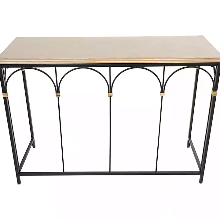 Wood and Metal Arches Console Table