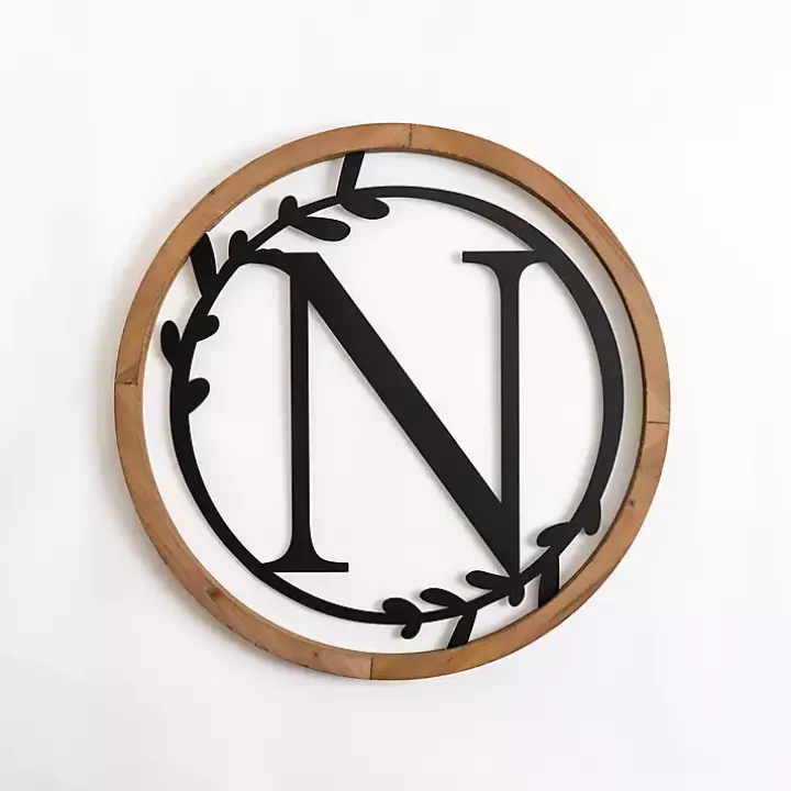 Wood and Metal Laurel N Plaque