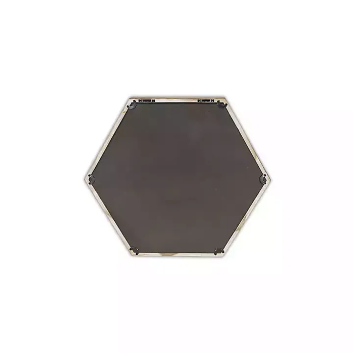 Wood Frame Hexagon Wall Mirror