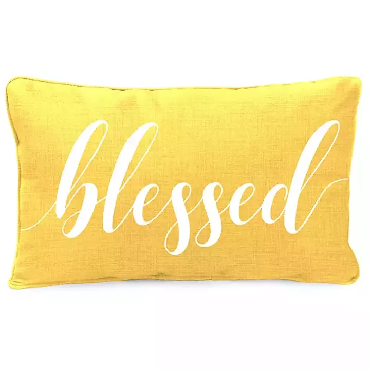 Yellow Blessed Outdoor Lumbar Pillow
