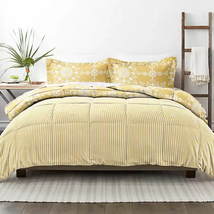 Yellow Daisy Medallion Queen 3-pc. Comforter Set