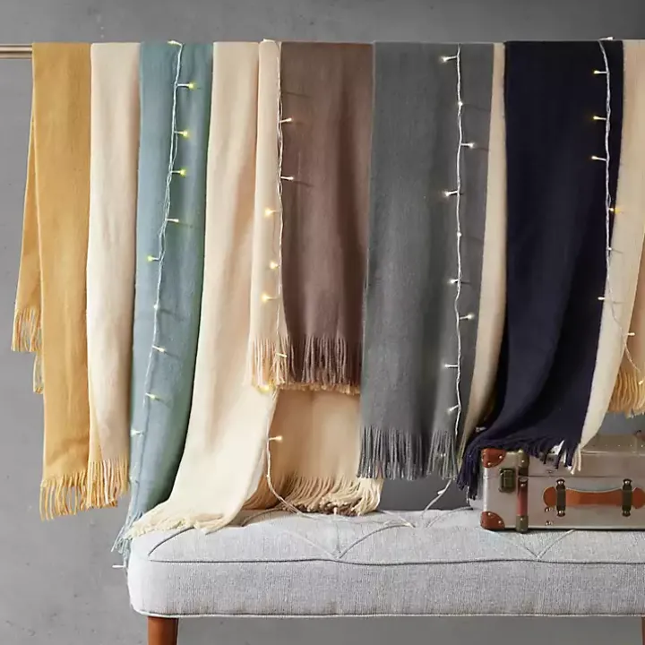 Yellow Faux Cashmere Color Block Throw Blanket