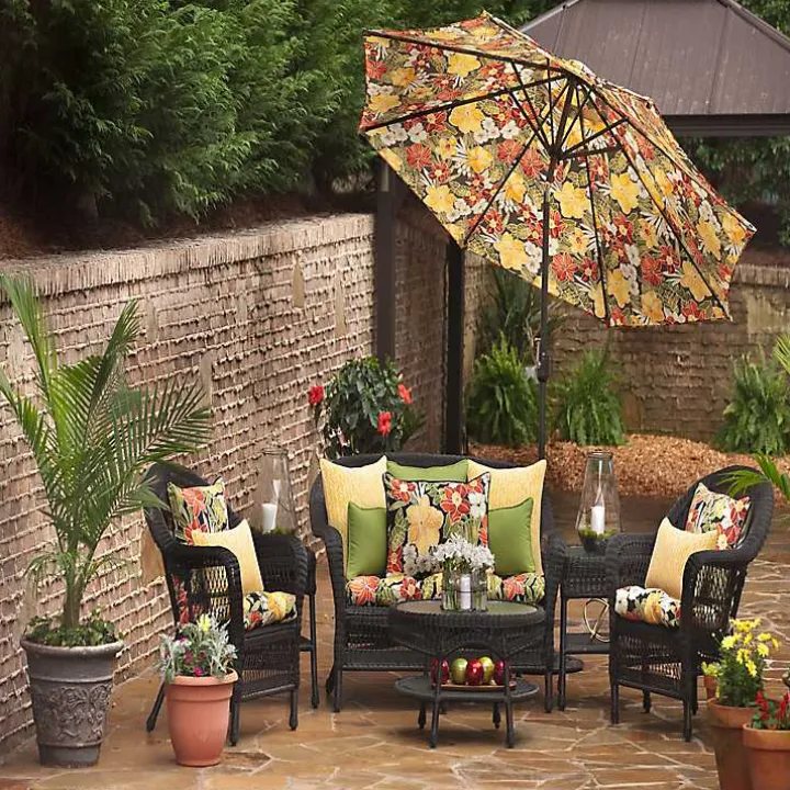 Yellow Herringbone Outdoor Pillows, Set of 2