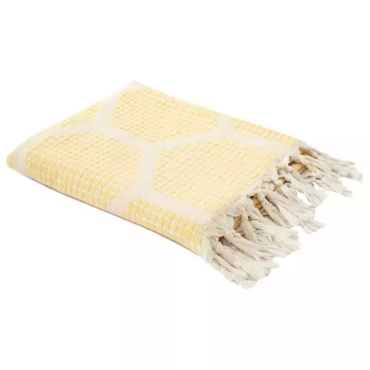 Yellow Honeycomb Cotton Throw