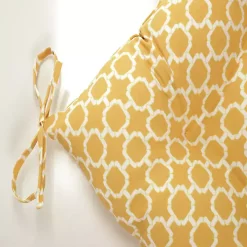 Yellow Pattern Tufted Outdoor Settee Cushion