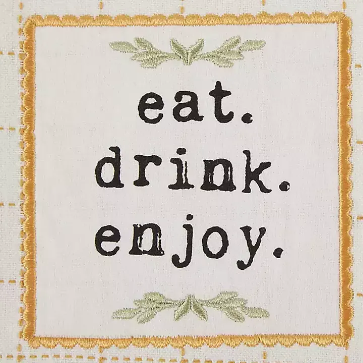 Yellow Plaid Eat Drink Enjoy 4-pc. Dish Towel Set