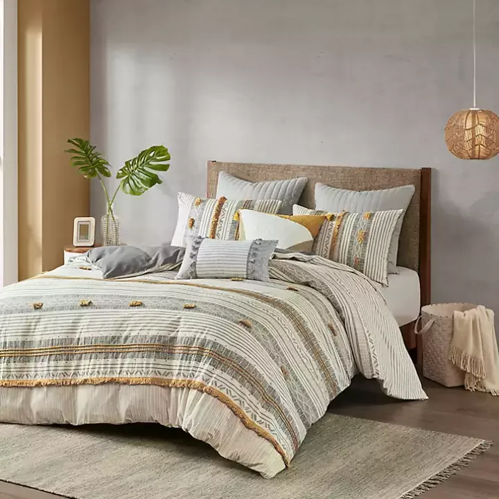 Yellow Striped 3-pc. Full/Queen Comforter Set