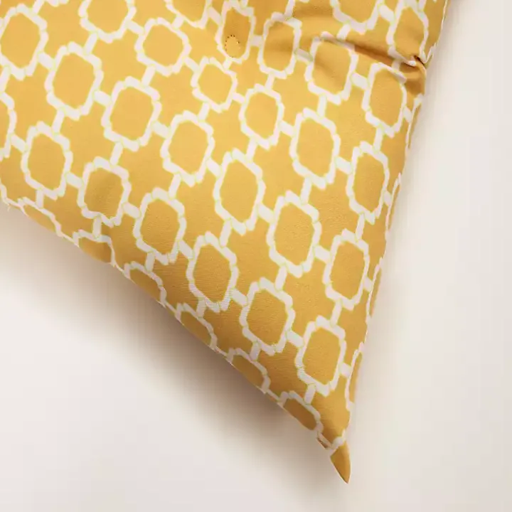 Yellow Tufted Tie Outdoor Seat Cushions, Set of 2