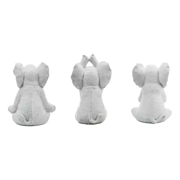 Yoga Elephant Statues, Set of 3
